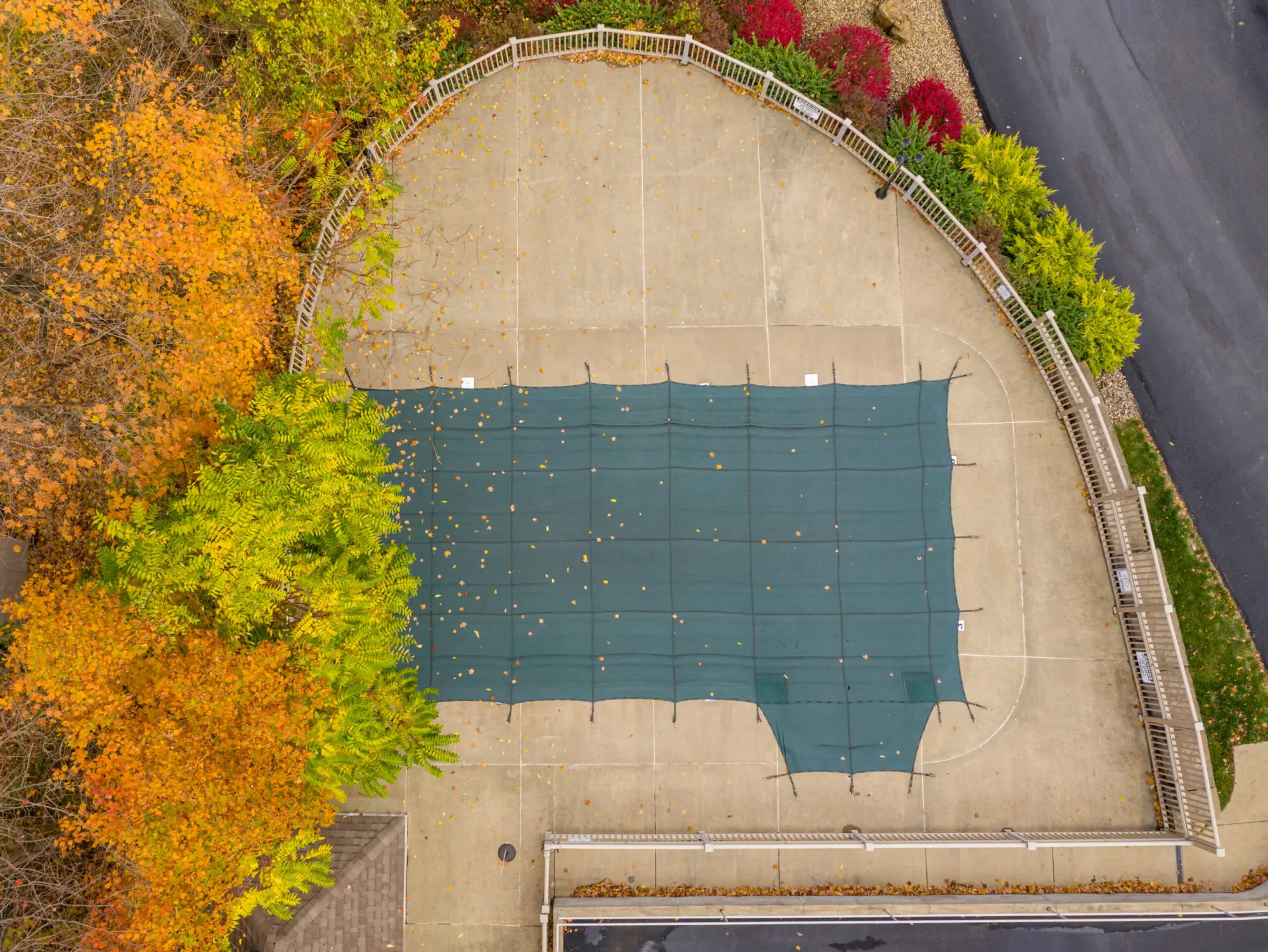 mscomplete custom pool cover drone view